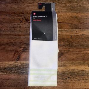 Mens XL Lululemon Daily Stride Crew Sock White/ Very Light Green